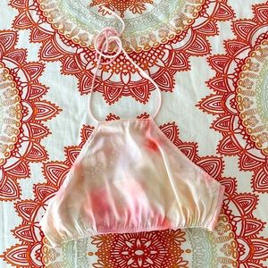 FASHION NOVA DREAM STATE TIE DYE SATIN TOP PINK